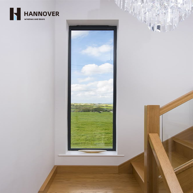 Black Fixed Aluminum Alloy Window Double Glazed Heat Insulation Soundproof Impact Resistant Hurricane Window for Modern Villa