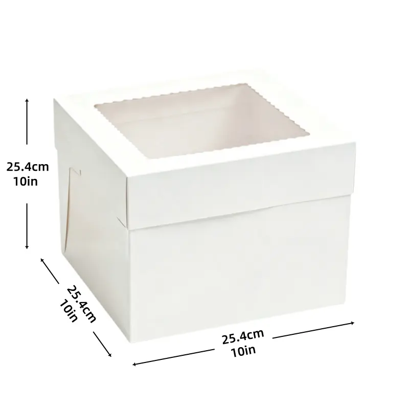 ODM Medium White Square Window Cake Box | Custom Print Bakery Box Wholesale Supplier, Factories
