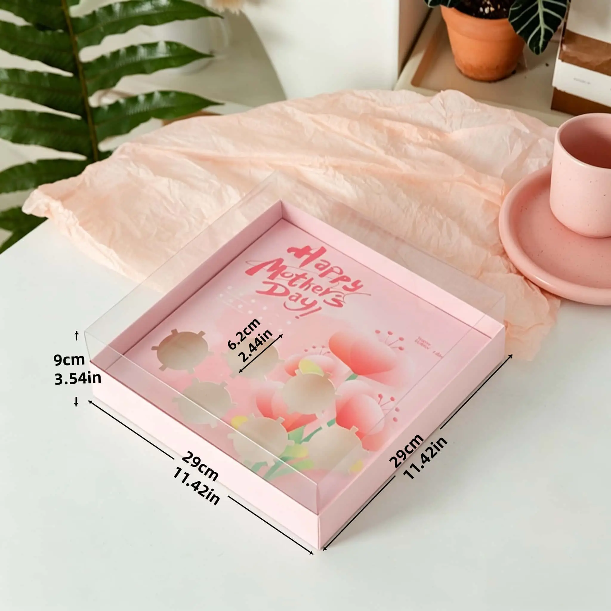 Wholesale Mother’s Day Cupcake Box: 6-Grid Transparent Top Treat Box Suppliers, Factories