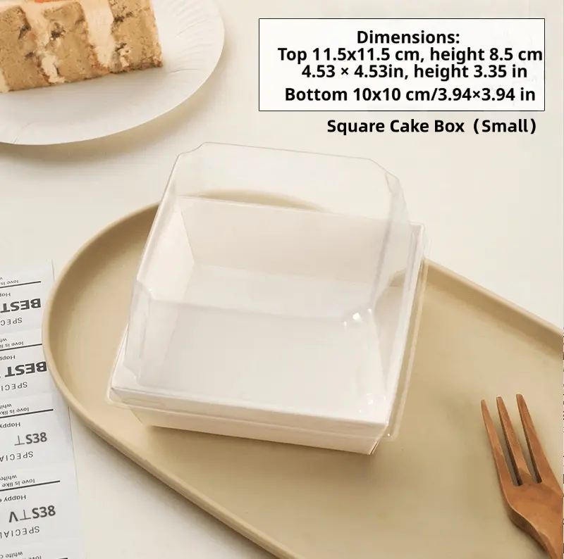ODM Custom Square Paper-Plastic Dessert Box | Tall Clear Lid for Cake Slices Manufacturers, Manufacturer