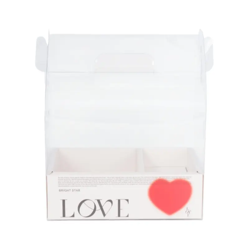 Transparent dual compartment cake and flower gift carry box