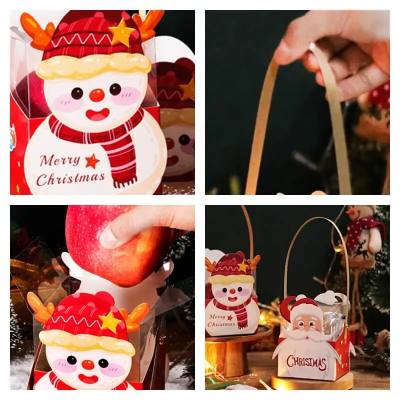 ODM Christmas Transparent Gift Box | Santa Snowman Xmas Candy Apple Box Wholesale Manufacturers, Manufacturer