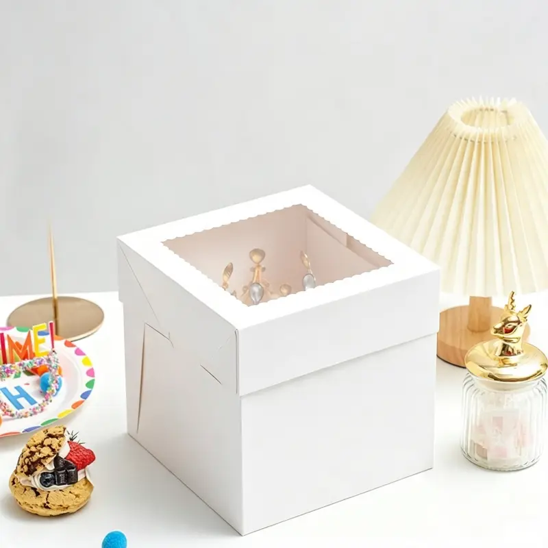 OEM Large Square White Window Cake Box | Custom Printed Bakery Packaging Wholesale Suppliers, Supplier