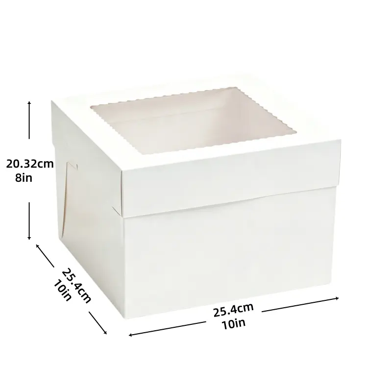 ODM Medium White Square Window Cake Box | Custom Print Bakery Box Wholesale Supplier, Factories