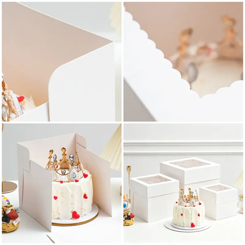 ODM Medium White Square Window Cake Box | Custom Print Bakery Box Wholesale Supplier, Factories