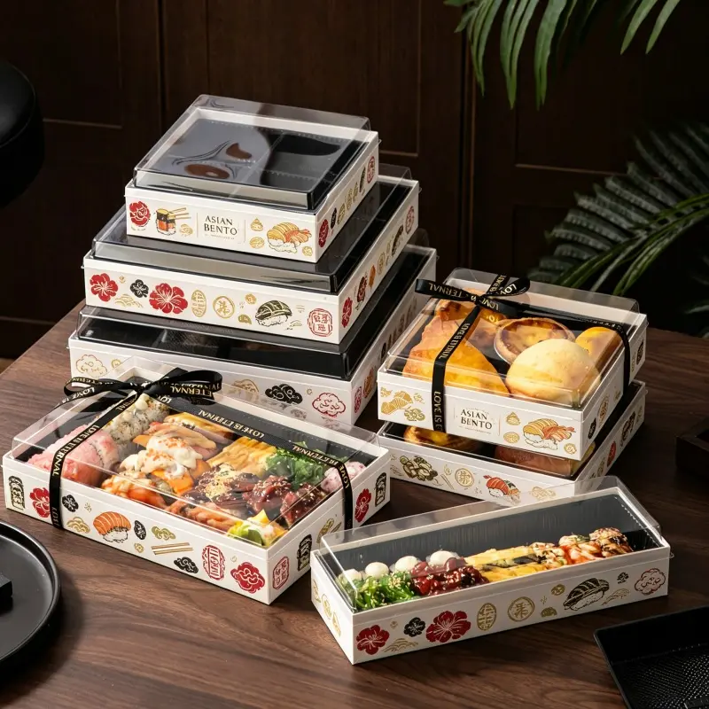 Wholesale Oversized Branded Print Clear‑Lid Box | Sushi, Desserts & Bulk Catering Trays Manufacturer, Supplier