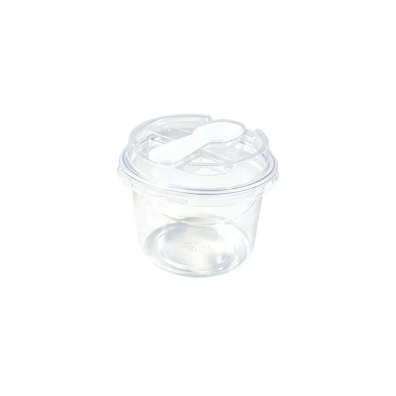 150ml clear round pudding cup with snap lid and spoon