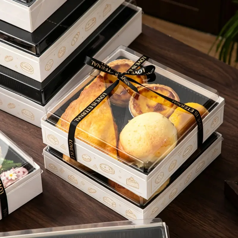 OEM Clear Lid Custom‑Print Bakery Box | Mini Pastry Gift Packaging Manufacturers, Manufacturer