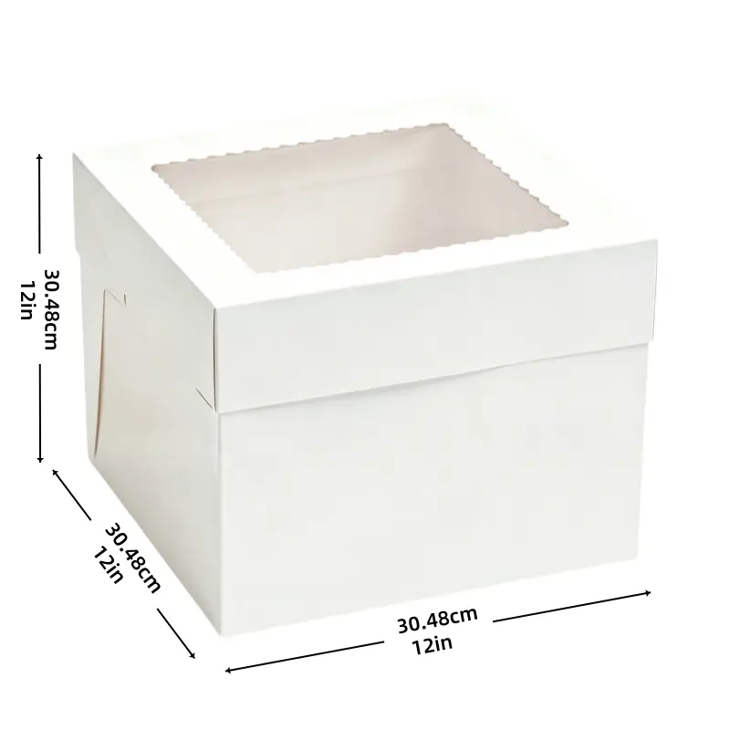 OEM Large Square White Window Cake Box | Custom Printed Bakery Packaging Wholesale Suppliers, Supplier