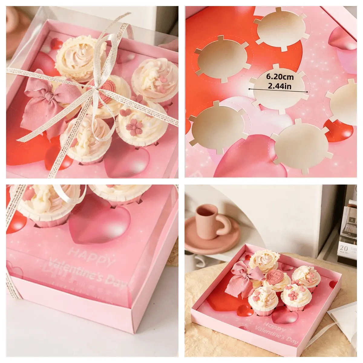 OEM Romantic Cupcake Box: Clear-Lid 6-Count Valentine Gift Container Manufacturer, Service