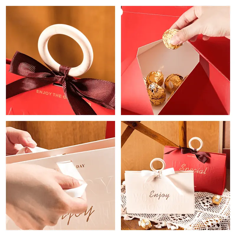 OEM Portable Gift Box: WTOH-135 Treat Bag with Ribbon for Chocolates Factory, Service