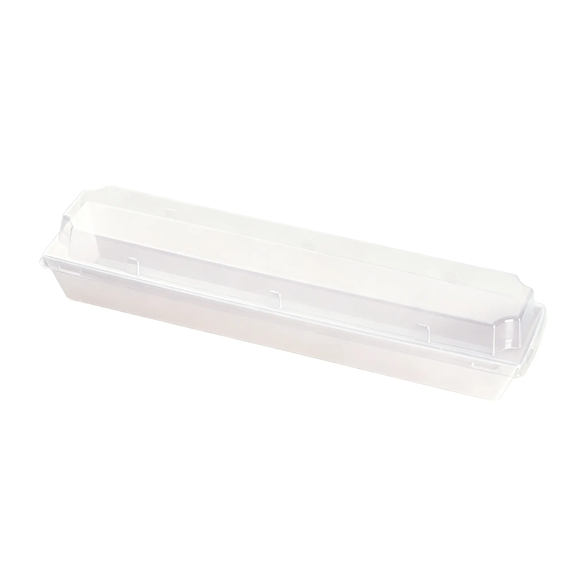 Long rectangular paper pastry tray box with transparent PET cover