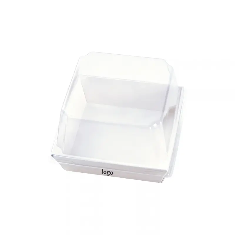 ODM Custom Square Paper-Plastic Dessert Box | Tall Clear Lid for Cake Slices Manufacturers, Manufacturer