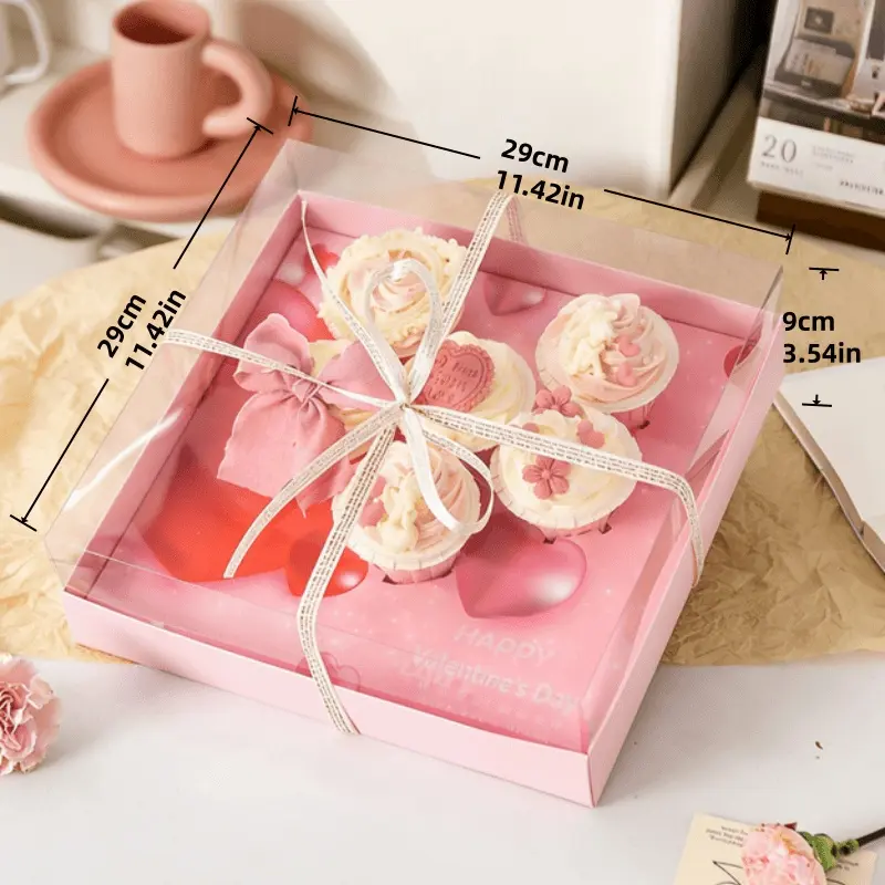 OEM Romantic Cupcake Box: Clear-Lid 6-Count Valentine Gift Container Manufacturer, Service