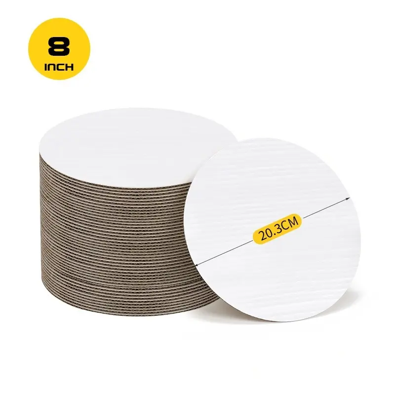 ODM White Round 8in Corrugated Cake Board | Bakery Cake Base Wholesale Suppliers, Factory