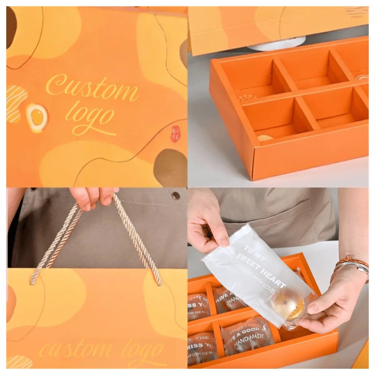 Wholesale Customizable Cookie Box: WTTDE-290-60 6-Compartment Set with Handbag Manufacturers, Manufacturer