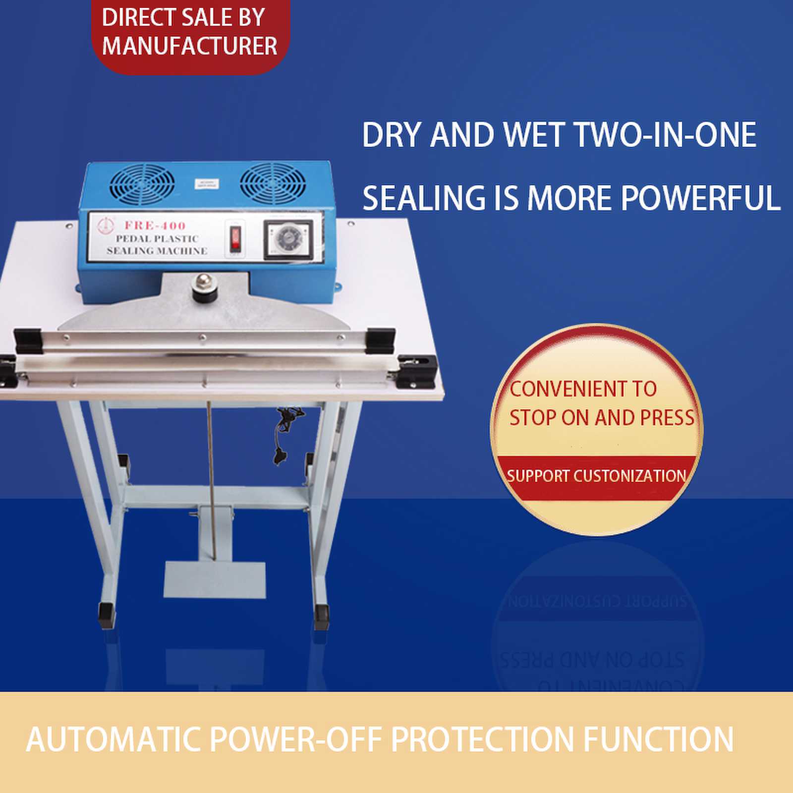 LIKANG 400mm Foot Sealing Machine Shrink Film Plastic Bag Packaging Sealer for Plastic Heat Sealing Machine Bag Heat Sealer