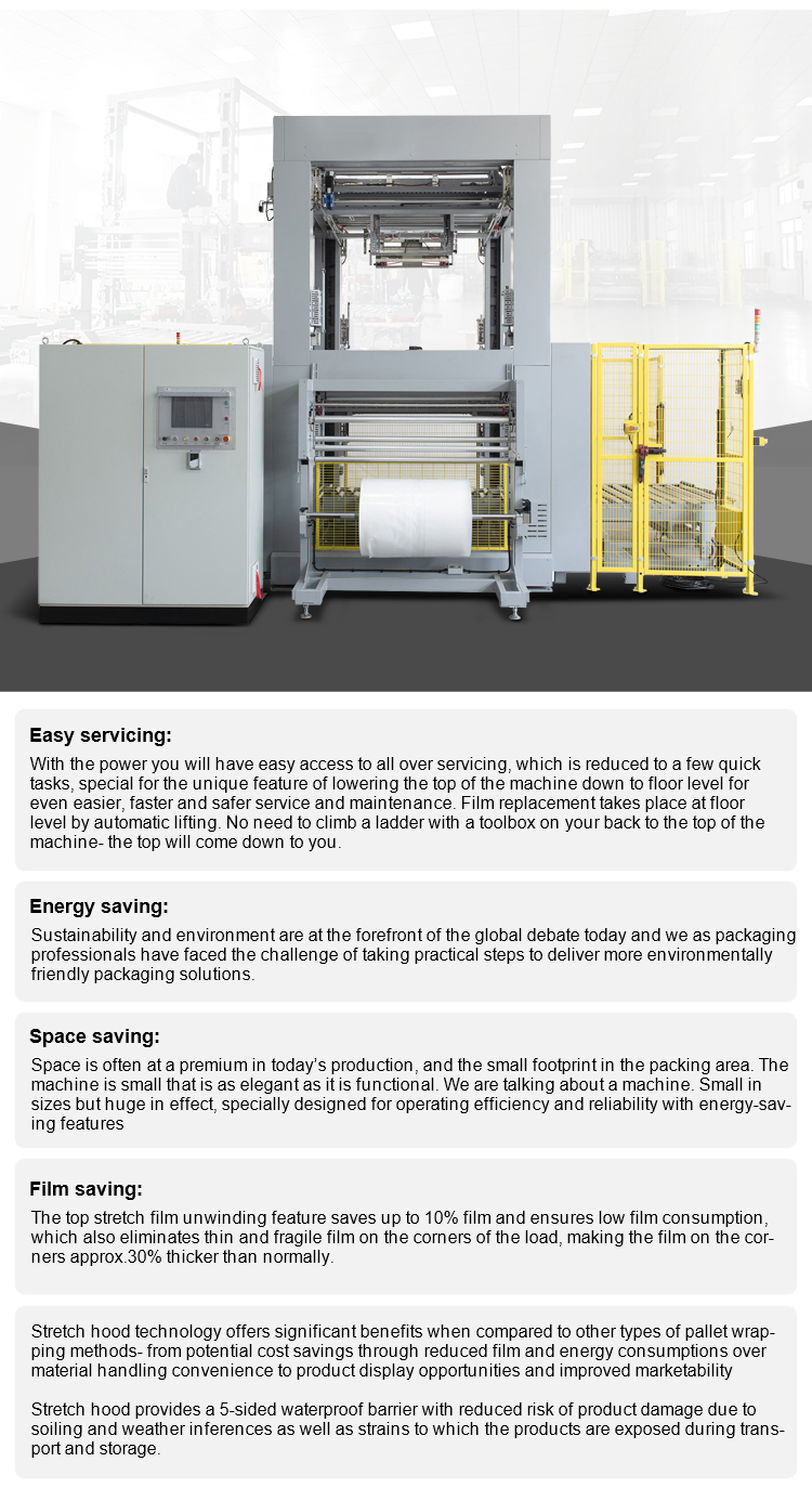 Cold Stretch Hood Wrapping packaging process