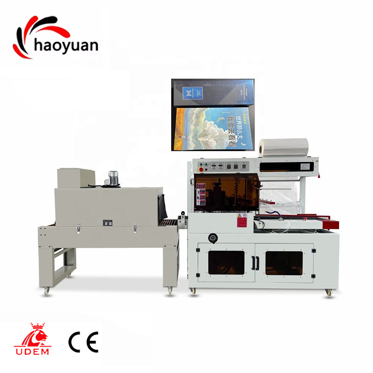 HY-450 Automatic Side Sealing Shrink Wrap Machine Continuous Film Tunnel Wrapper for Food Box Book Industrial Packaging