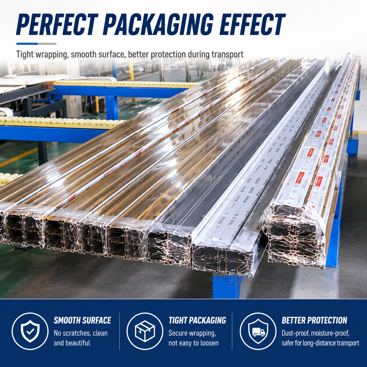 Plastic Profile Bagging Packing Line Automatic Feeding Electric Motor Heat Shrink Packaging Machine