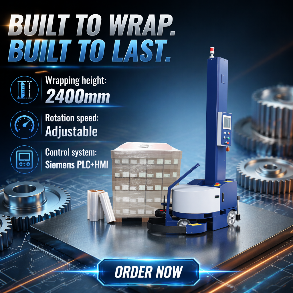 Lead-Acid Battery Robotic Large Pallet Shrink Wrap Machine Mobile Stretch Wrapping Machine