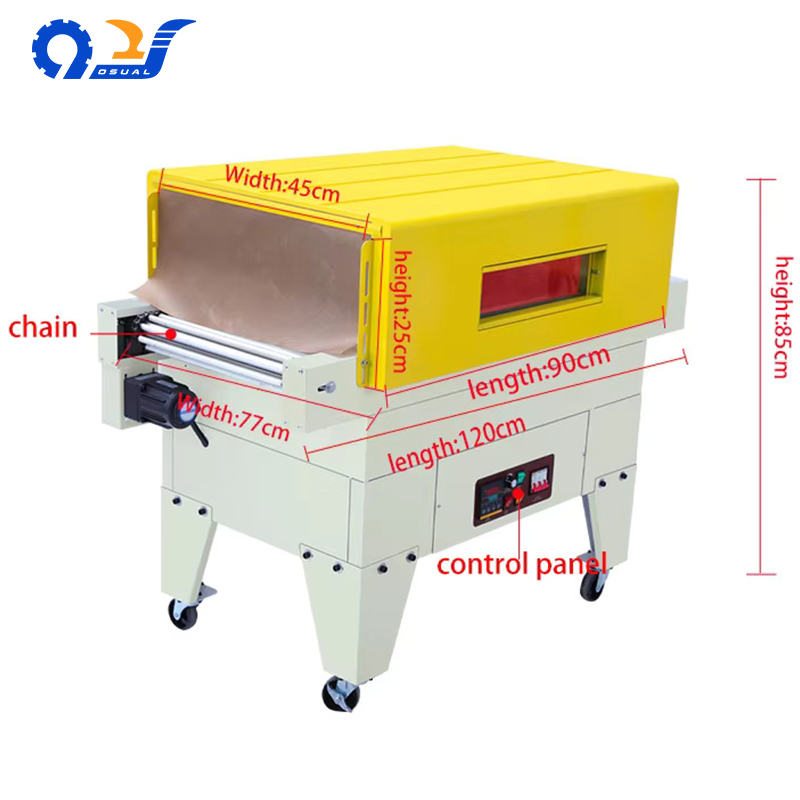 BS-G4525 Chain Automatic Factory Heat Shrink Tunnel Shrink Film Wrapper Machine for Electronic Products Drink Books