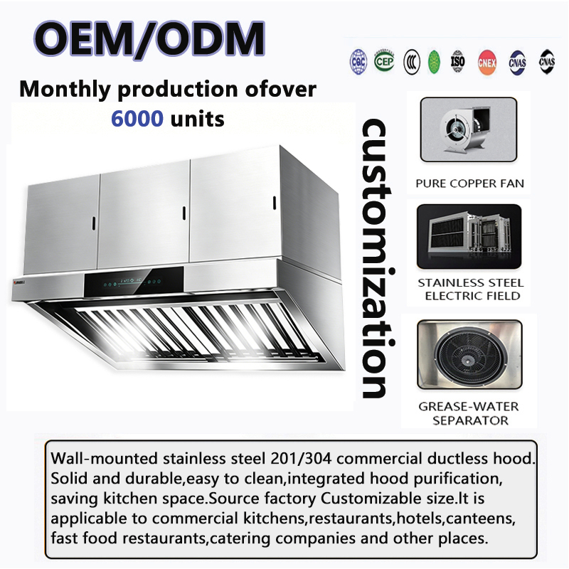 Overseas Agent Wanted Commercial Internal Circulation Ductless Smoke Hood ISO CE Verified OEM ODM Customizable Kitchen Equipment