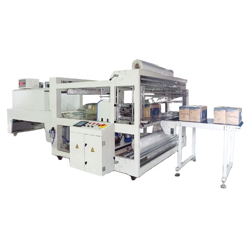 Electric Automatic PE Film Carton Heat Shrink Wrap 4-Side Sealing Machine PLC Motor Pump Food Beverage Chemical Apparel