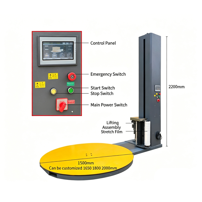 Professional High Speed Stretch Film Pallet Shrink Wrap Machine For Industrial Factory