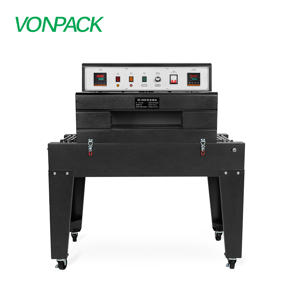 Chain 4020 Double Heating Wrap Machine Vertical Heat Tunnel Shrinking Machine Industrial Packing Machine for Food Carton Box