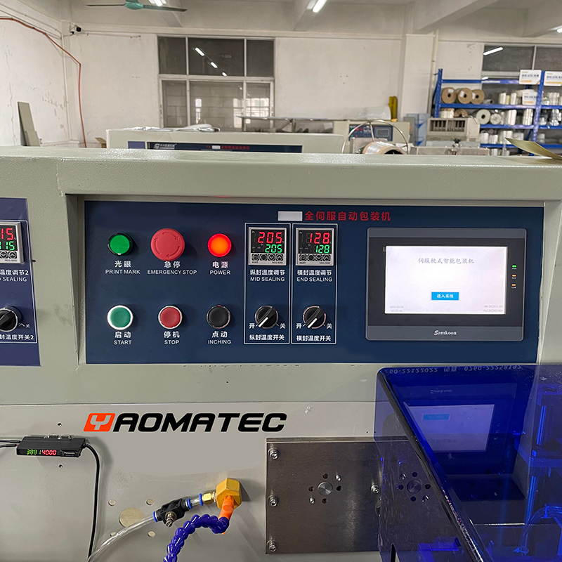 Yaomatec Heat Shrink Film Pillow Packing Machine Horizontal Flow Wrapper with Shrink Function for Bottles Cans Cartons