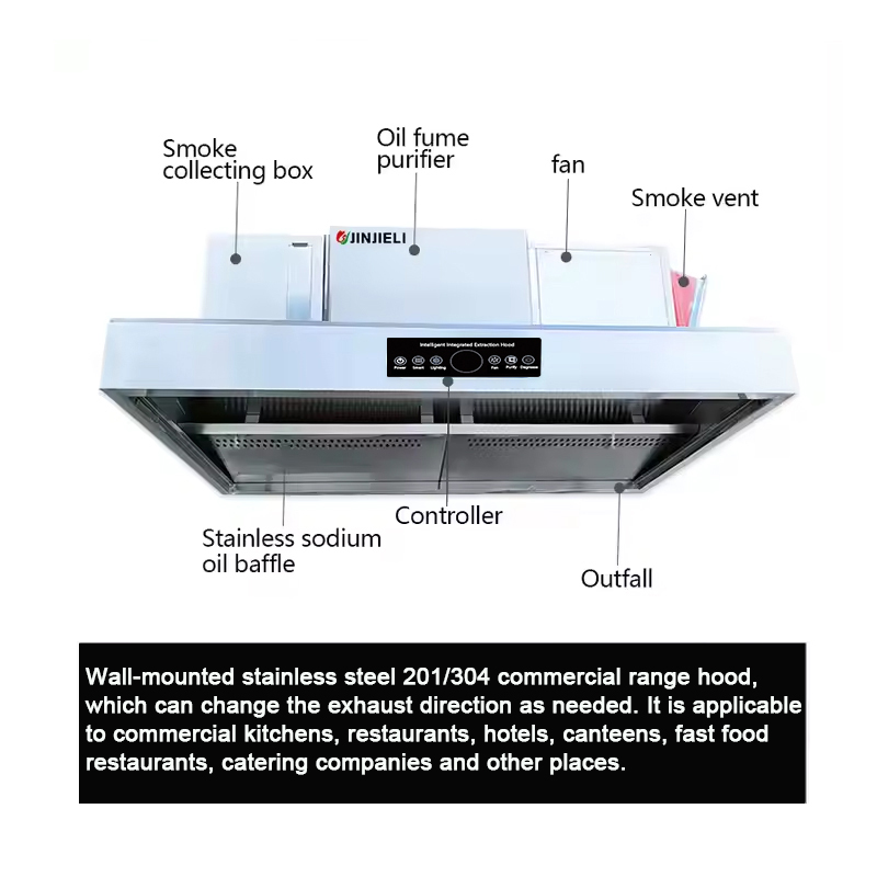 Commercial Kitchen Hood Fire Suppression System Gas Disposal Machinery Gas Scrubber Extractor Hood For Restaurant China Supply