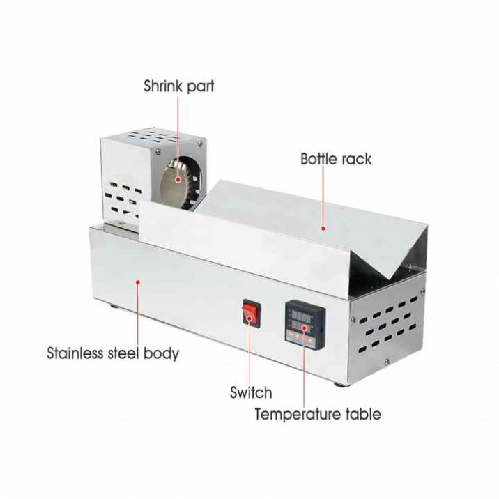 220V 110V Electric Heat Shrinker Machine Automatic Horizontal PVC Film Wrapping for Wine Bottles Cans Barrels Paper. Seal Bottle
