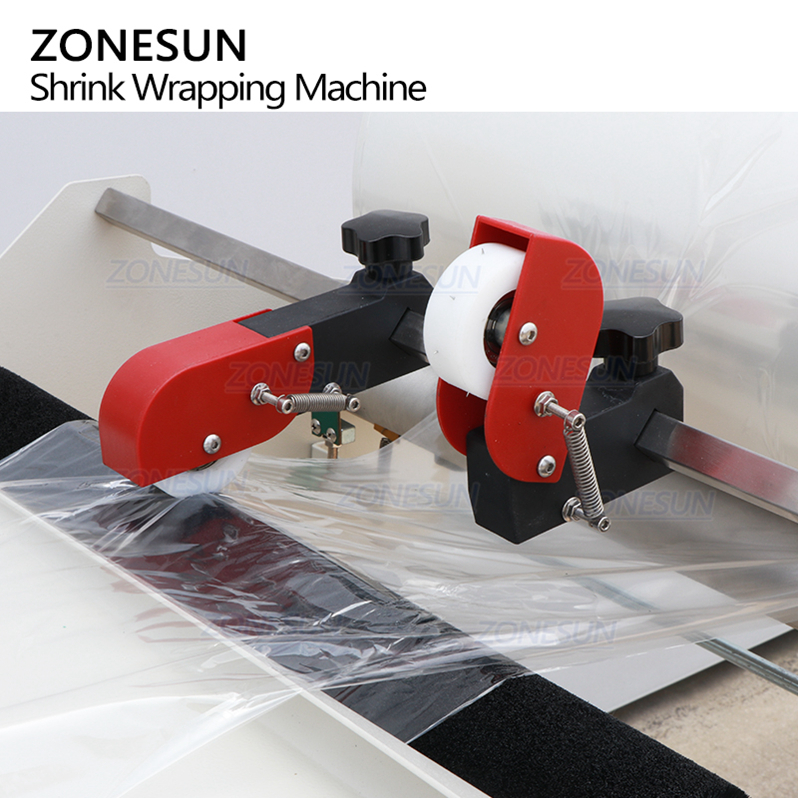 ZONESUN ZS-SX5540 Semi-automatic Cosmetic Perfume Paper Boxes Film Cutting Shrink Sealing Wrapping Machine With Dispenser Sealer