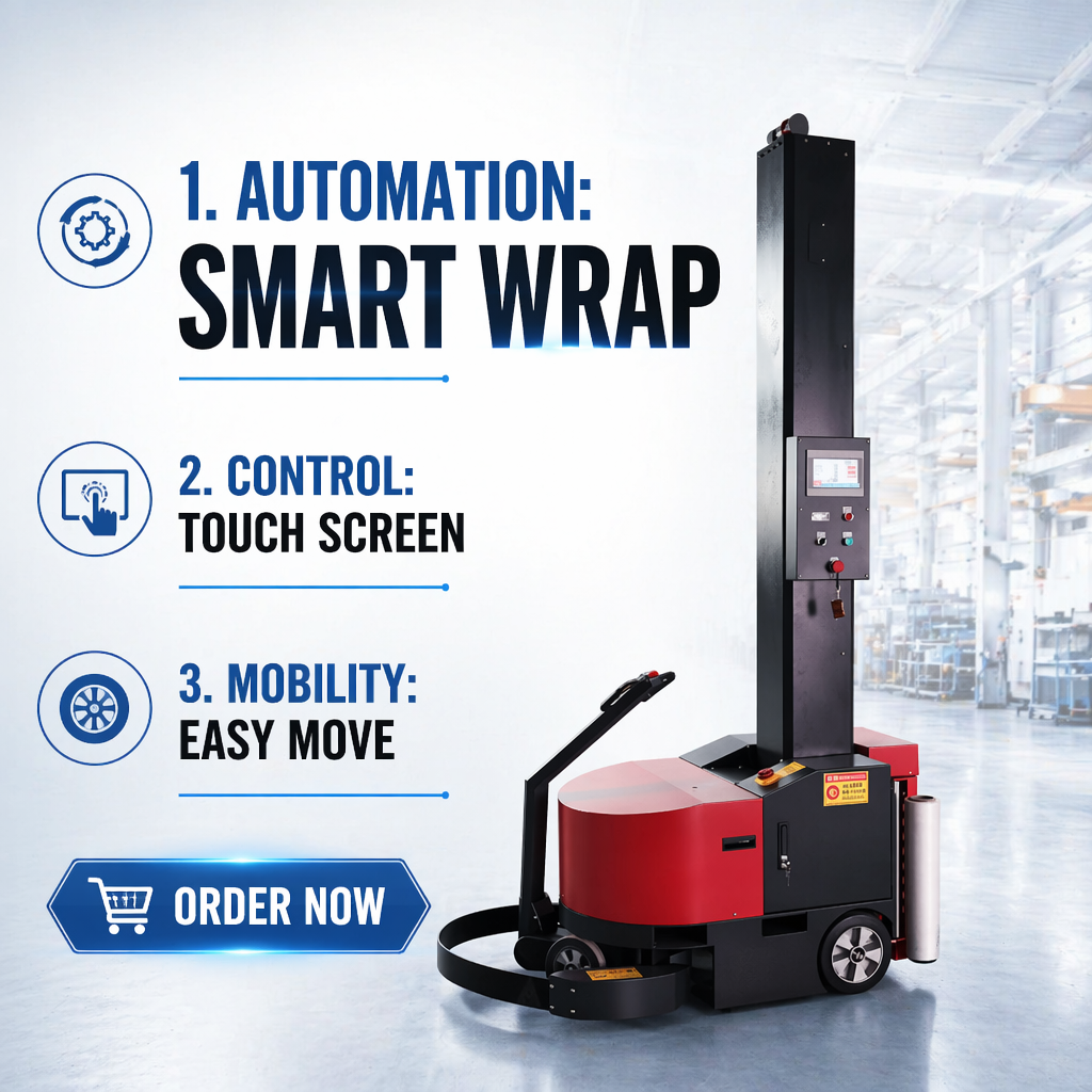 Automated Stretch Film Robotic Pallet Wrapper Packing Wrapping Machine with Remote Controller