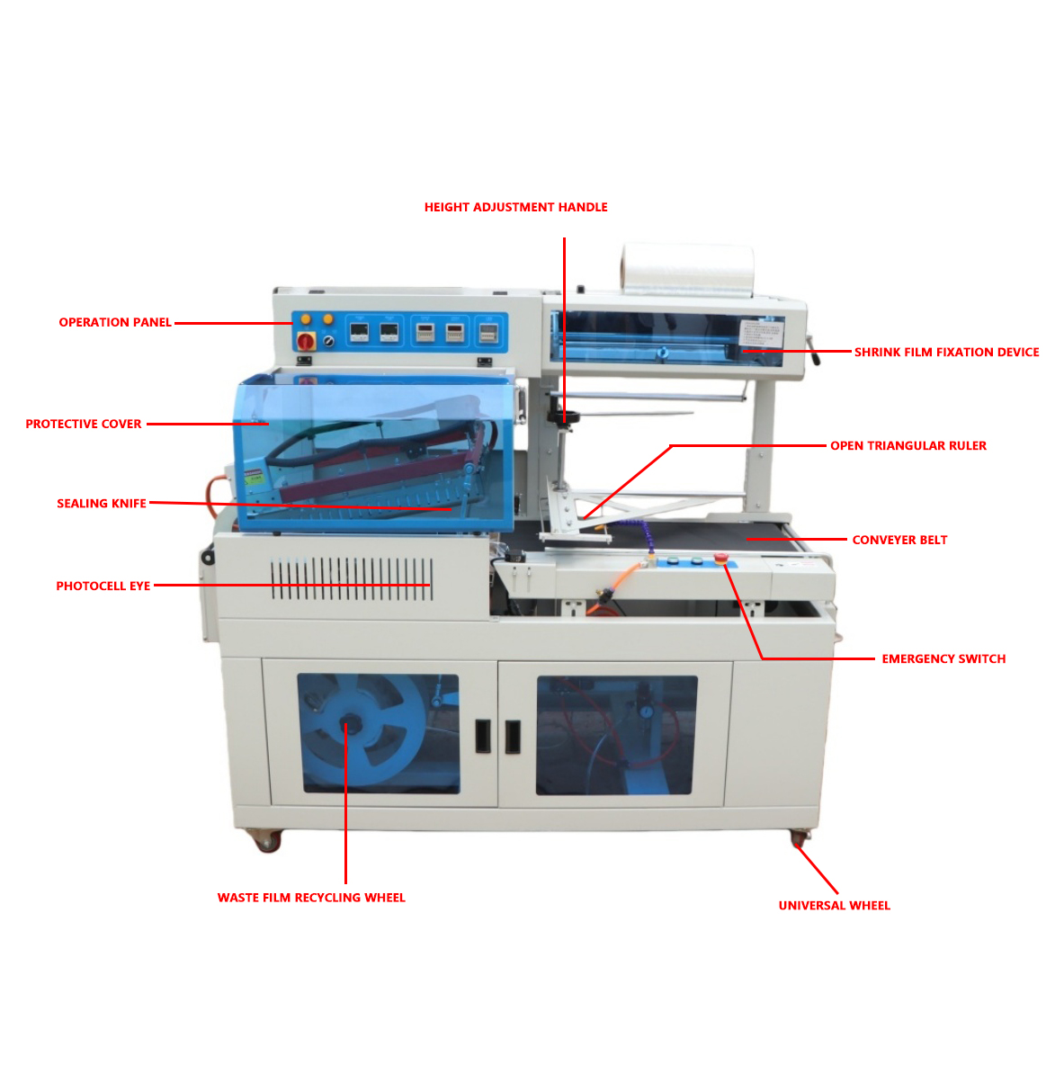 FQL450 Fully Automatic Heat Shrink Packaging Machine with Side Seal and L-shaped Side Cutting for Shrink Packaging