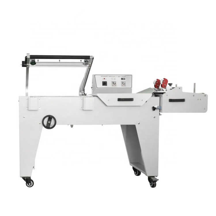 DFQA450 Electric Semi Automatic POF PVC Plastic Film L bar Sealing and Cutting Machine With Shrink Tunnel