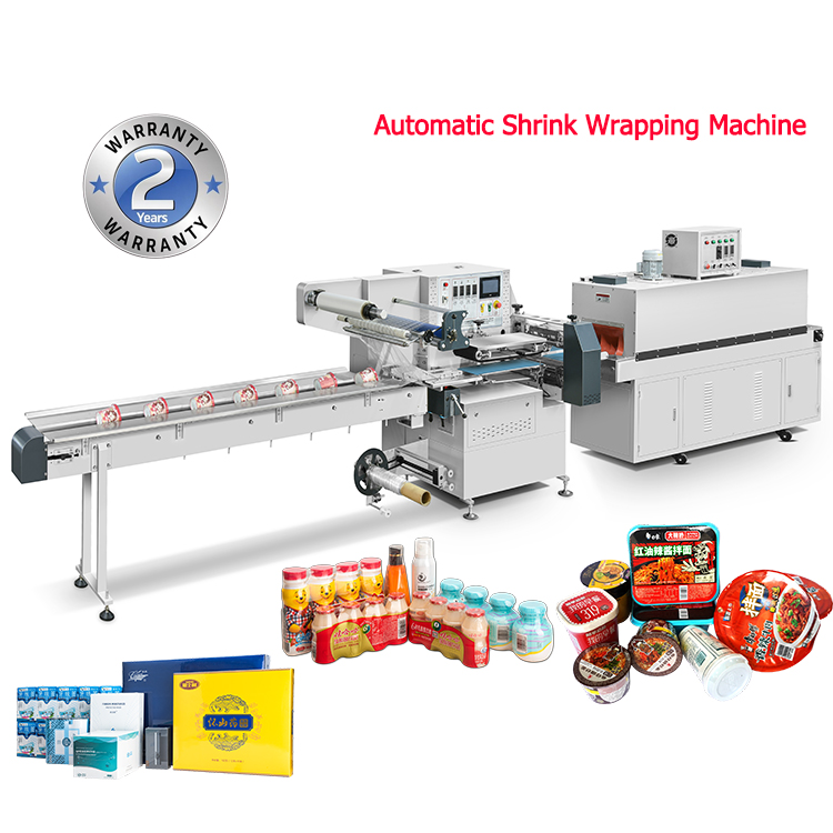 RS-590A Automatic Shrink Film Wrapping Machine Automatic High Speed Flow Wrapper Horizontal Shrink Tunnel