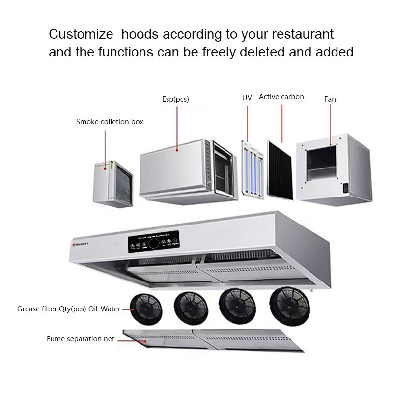 Commercial Kitchen Hood Fire Suppression System Gas Disposal Machinery Gas Scrubber Extractor Hood For Restaurant China Supply