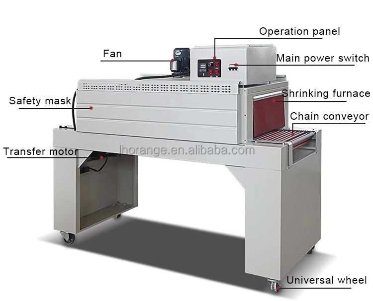 Heat Shrinking Sealing Machine Tin Can Vertical Cutting Shrink Wrapping Machine Tunnel Thermal Shrink Packaging Machine