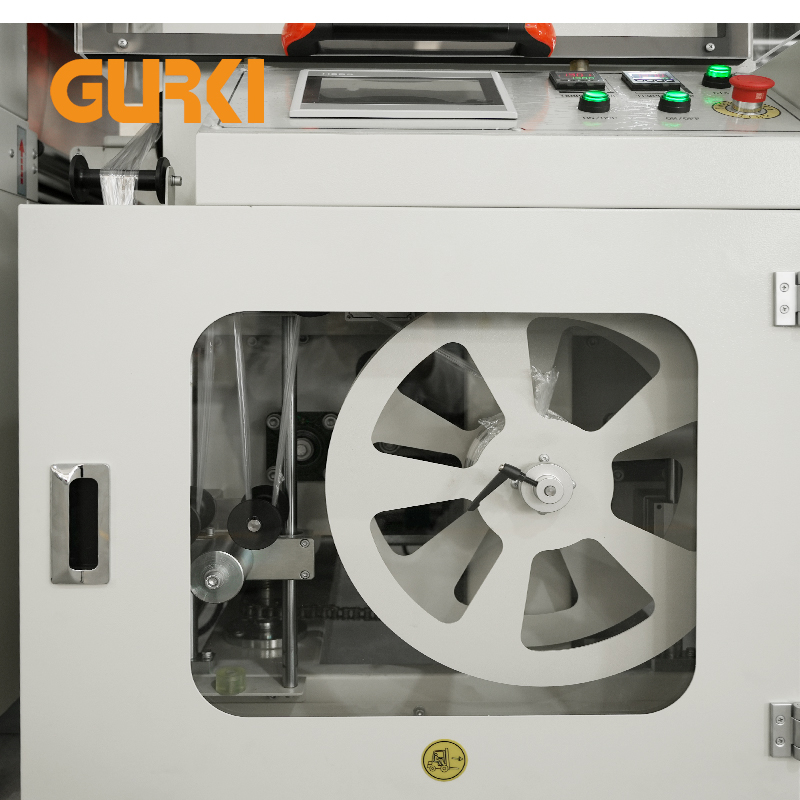 GURKI High-Speed Vertical L-Bar Sealer Automatic Shrink Wrapping Machine POF Film Sealing for Food up 60pcs/min Electric Driven