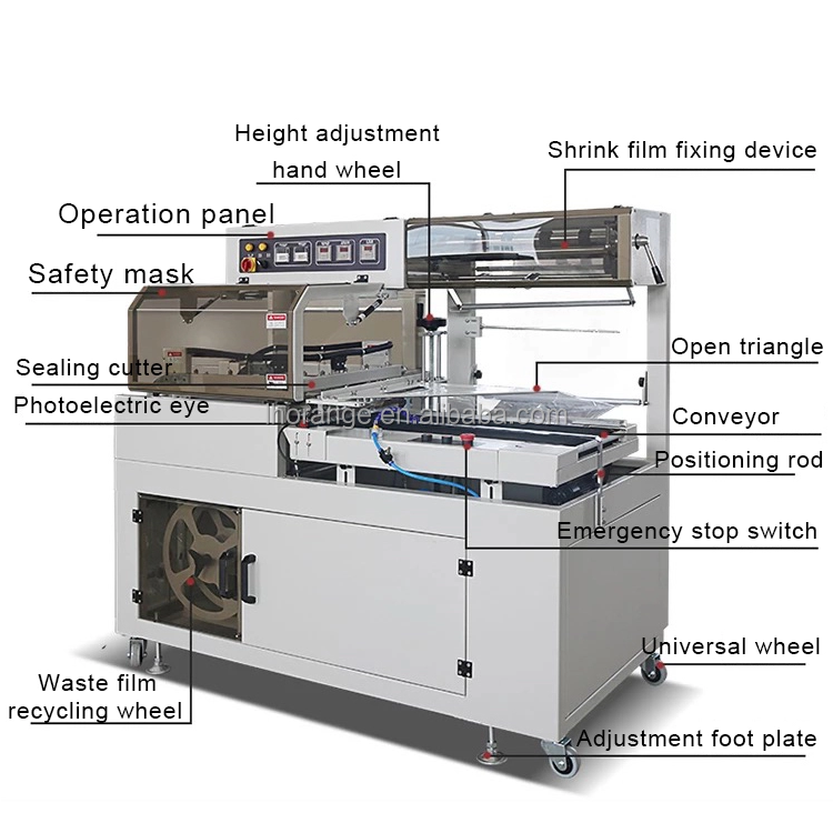 Heat Shrinking Sealing Machine Tin Can Vertical Cutting Shrink Wrapping Machine Tunnel Thermal Shrink Packaging Machine
