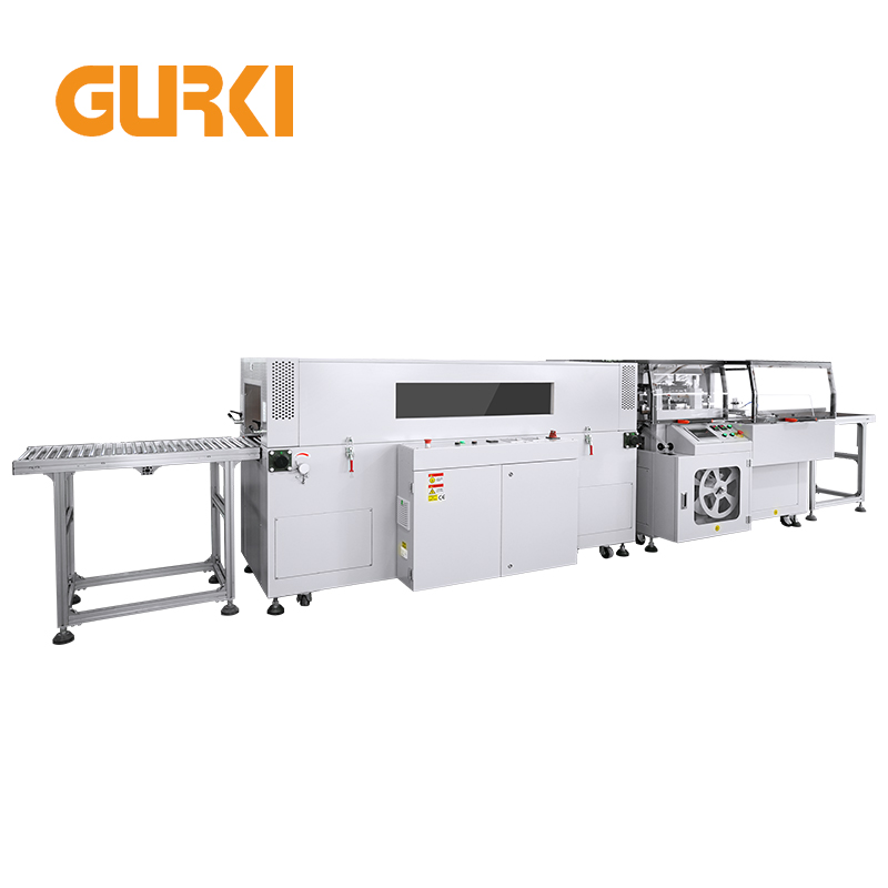 GURKI High-Speed Vertical L-Bar Sealer Automatic Shrink Wrapping Machine POF Film Sealing for Food up 60pcs/min Electric Driven