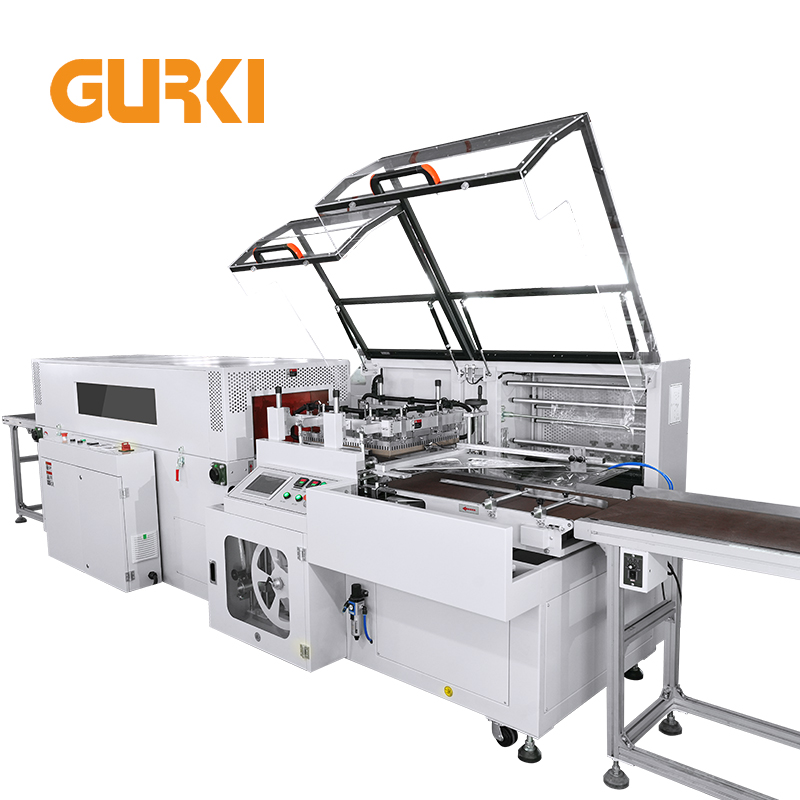 GURKI High-Speed Vertical L-Bar Sealer Automatic Shrink Wrapping Machine POF Film Sealing for Food up 60pcs/min Electric Driven