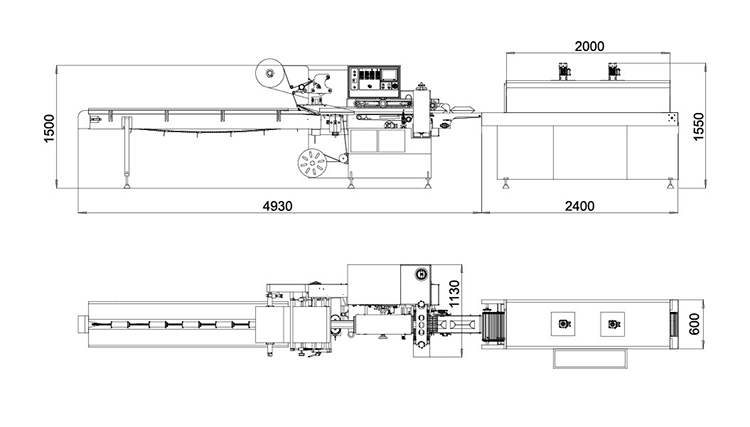 RS-590A Automatic Shrink Film Wrapping Machine Automatic High Speed Flow Wrapper Horizontal Shrink Tunnel