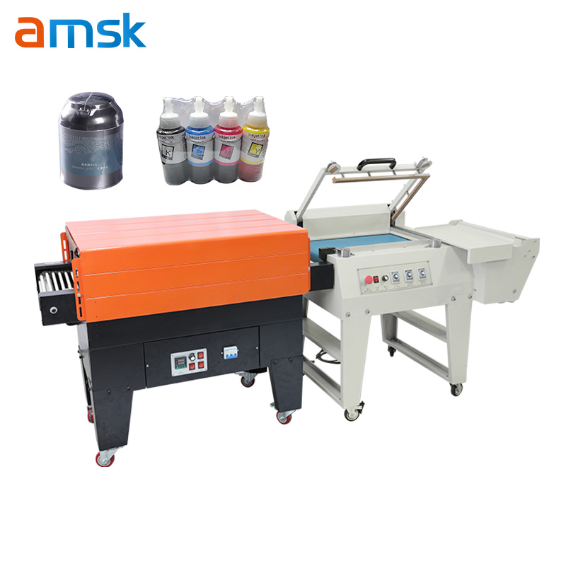 BS-G4525+4030 Semi-auto Water Pet Bottle PE Film Heat Tunnel Shrink Wrapping Machine With Semi-automatic Membrane Film Sealer