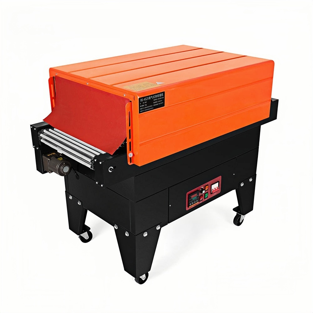Chain Jet 8525 Air Vertical Heat Shrink Tunnel Large Automatic Wrapping Machine Belt Factory Food Pouch Foil Case Wood Packing