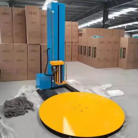 Fully Automatic Pallet Packaging Machine, Pallet Stretch Packaging with Film Cutting and Clamping Device