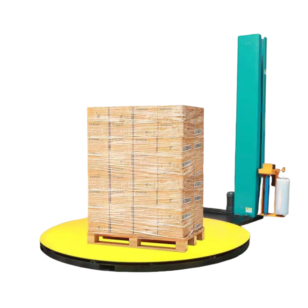 Fully Automatic Pallet Packaging Machine, Pallet Stretch Packaging with Film Cutting and Clamping Device