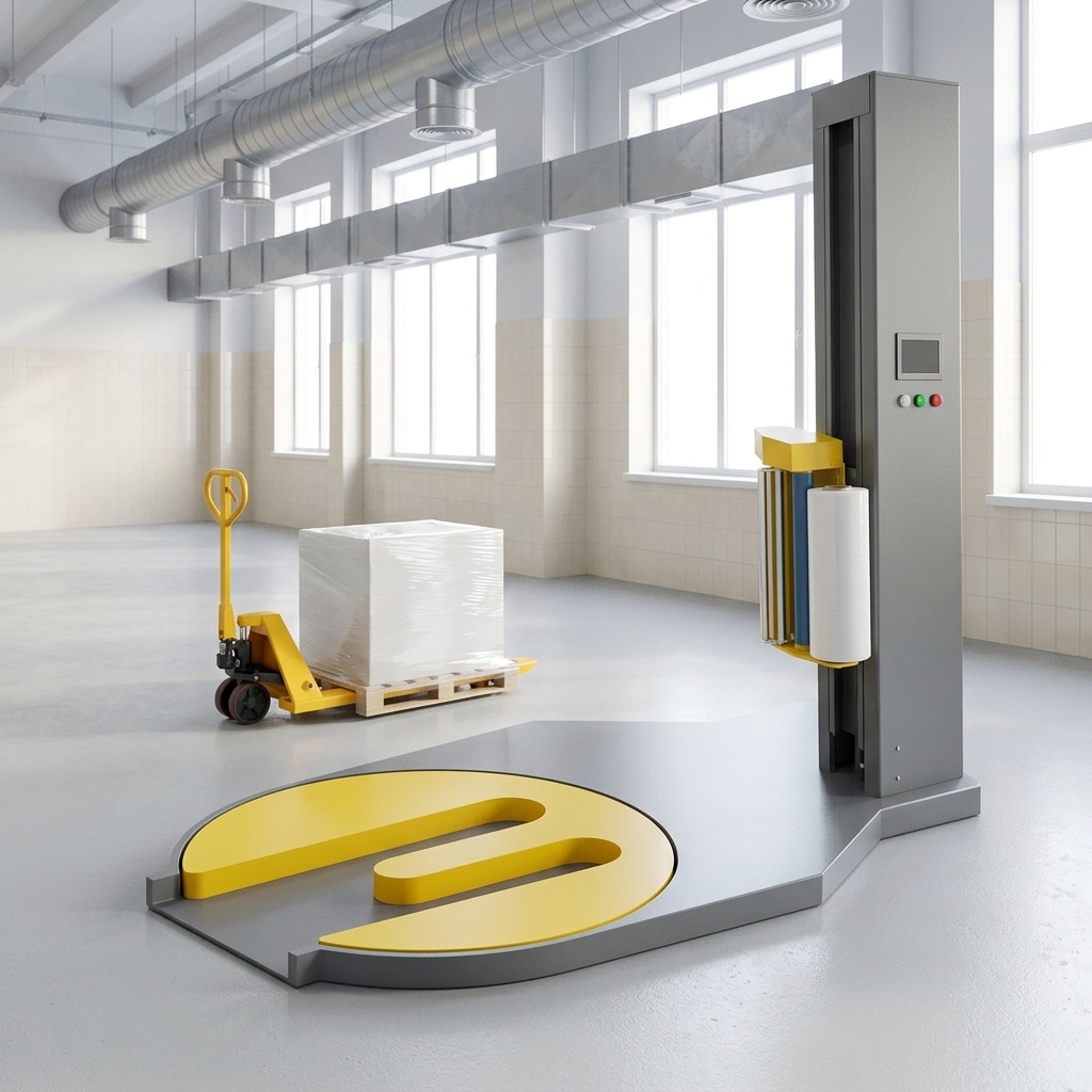 Semi Automatic Pallets Shrink Wrap Machine Pallet Stretch Wrapping For Luggage Pallet Wrapping Machine Option Scale 800kg Max